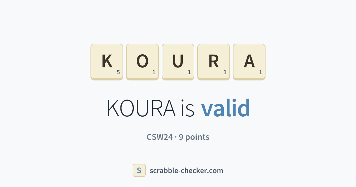 Is KOURA a Scrabble word? Yes – KOURA is valid (9 points) · Scrabble ...